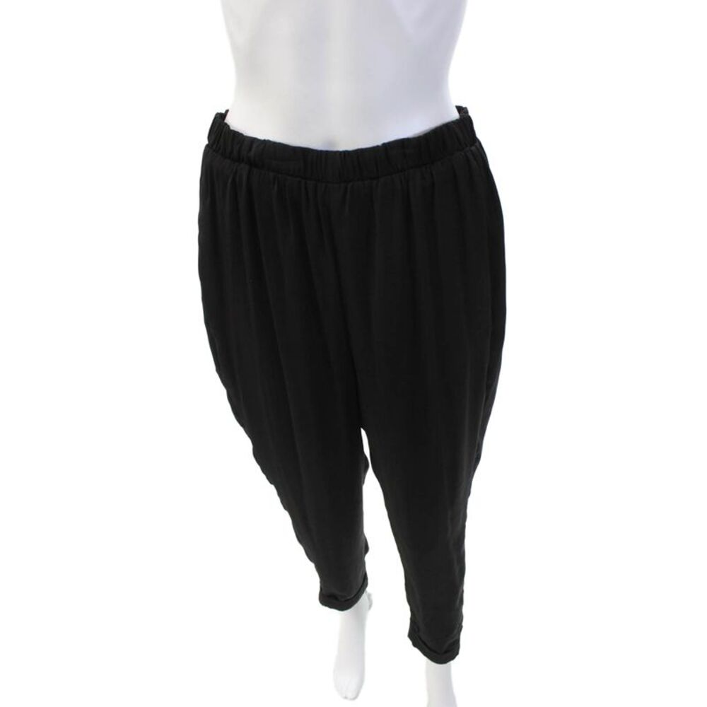 Lysse Womens Elastic Waist Straight Leg Cuffed Casual Pants Black Size M
